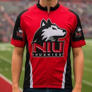 NIU Huskies Red Black Short Sleeve Cycling‎ Jersey Top XX Large